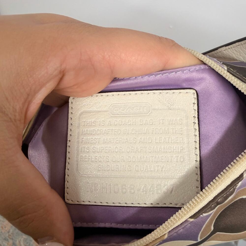 Y2K COACH Julia Outline Op Art Sateen Pouch Small Shoulder Bag 44837 Lilac 2000s - Picture 7 of 11